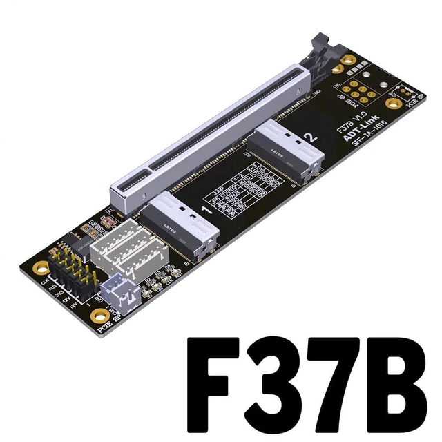 Alt view image 3 of 5 - ADT-F36B-F37B-D8S PCI-e 4.0 X16 to X8 X8 MCIO Bifurcation Adapter Riser Card 256G/bps Split Extender SFF-TA-1016 with Power Cable (50cm)