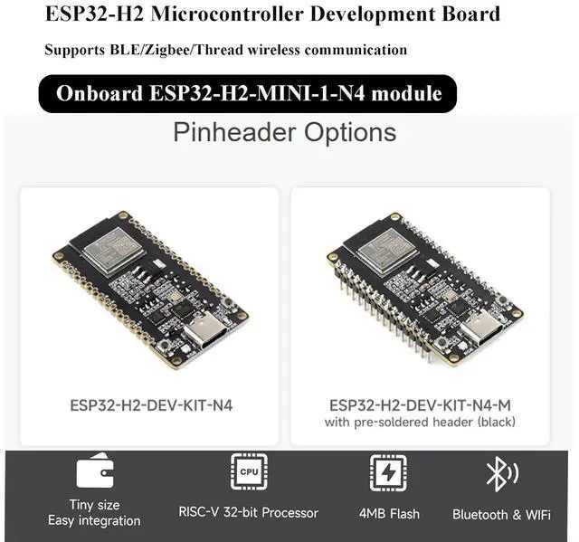 Alt view image 2 of 7 - ESP32-H2 Microcontroller Development Board with Pre-Soldered Header Onboard ESP32-H2-MINI-1-N4 Module 96MHz Processor Built in 4MB Flash, Supports BLE/Zigbee/Thread Wireless Communication