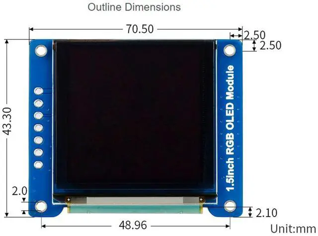 Alt view image 6 of 6 - 1.5inch RGB OLED Display Module, 128x128 Pixels 16-bit (65K Colors)