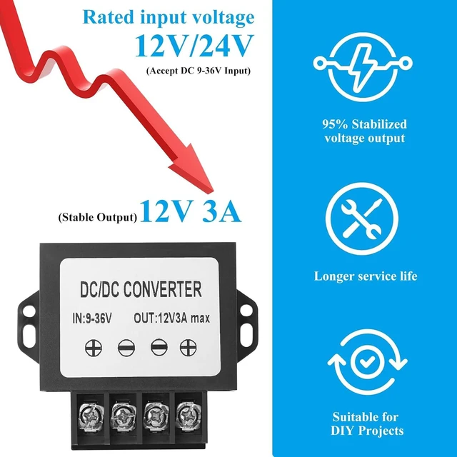 Alt view image 2 of 7 - 9-32V to 12V Voltage Regulator Converter - DC-DC Converter with Screwdriver