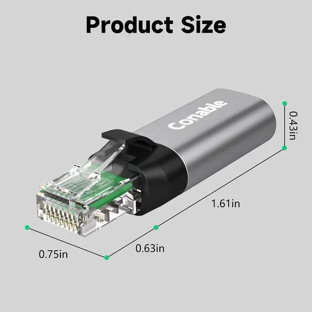 Alt view image 5 of 7 - USB C to Ethernet Adapter, Ethernet Male to USB-C Female Adapter, Type C to RJ45 Network Internet LAN Adapter, Directly Connected, Essential for Travel/Office, Grey