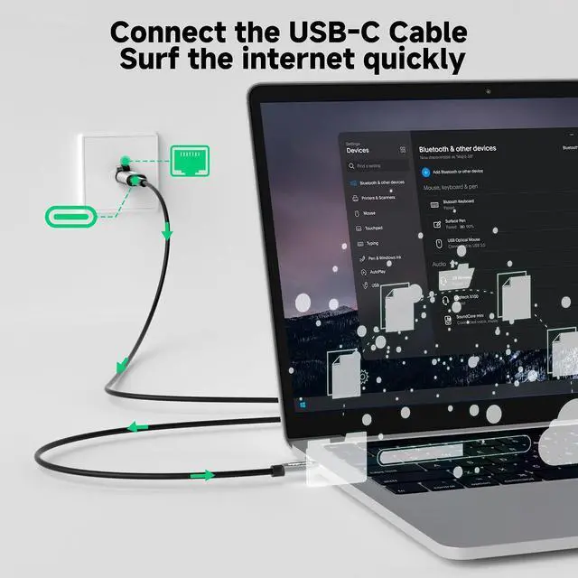 Alt view image 2 of 7 - USB C to Ethernet Adapter, Ethernet Male to USB-C Female Adapter, Type C to RJ45 Network Internet LAN Adapter, Directly Connected, Essential for Travel/Office, Grey