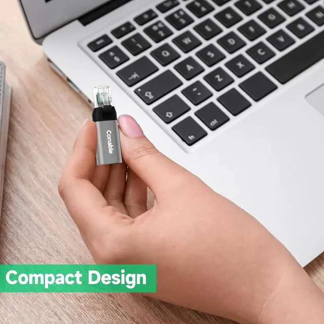 Alt view image 6 of 7 - USB C to Ethernet Adapter, Ethernet Male to USB-C Female Adapter, Type C to RJ45 Network Internet LAN Adapter, Directly Connected, Essential for Travel/Office, Grey