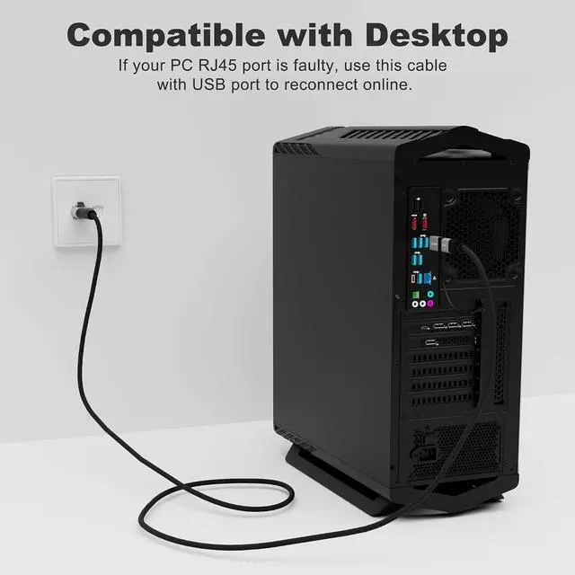 Alt view image 7 of 7 - USB to Ethernet Cable 6 FT, USB-C & USB-A Port Two in One, USB C to RJ45 Network Cord, Gigabit, Directly Connected, Thunderbolt 4/3 Compatible with PCs, Laptops, Tablets, Smartphones- Not for Charging