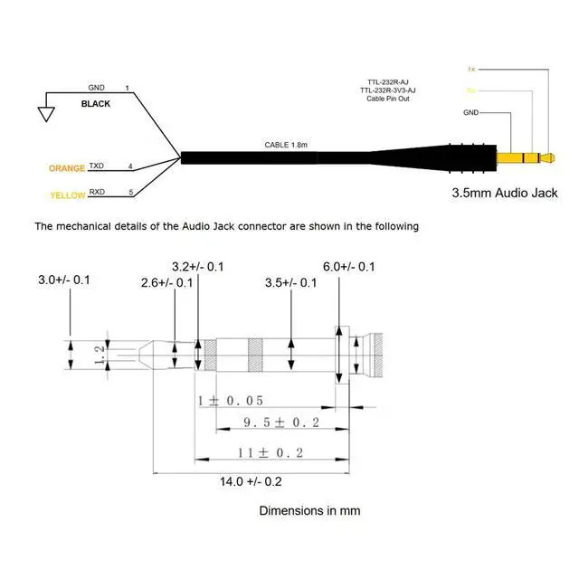 Alt view image 5 of 6 - USB to TTL UART 3V3 Serial Cable 3.3V TTL to 3.5mm Audio Jack Output Cable Works for PLX SM-AFR, TTL-232R-3V3-AJ