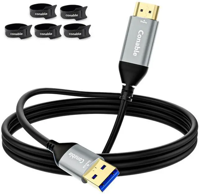 Main image of USB to HDMI Adapter Cable 4 FT, Unidirectional USB-A 3.0 to HDMI HD Audio Video, Real 2K/1080P@60Hz, for TV, Projector, Monitor, ONLY Support Windows 11/10/8/8.1/7, Mac OS, Need to Install Driver