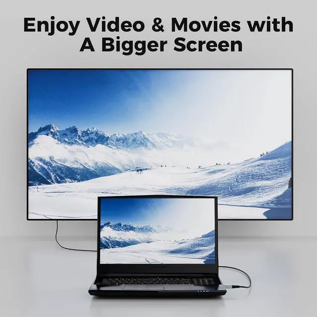 Alt view image 3 of 7 - USB to HDMI Adapter Cable 4 FT, Unidirectional USB-A 3.0 to HDMI HD Audio Video, Real 2K/1080P@60Hz, for TV, Projector, Monitor, ONLY Support Windows 11/10/8/8.1/7, Mac OS, Need to Install Driver