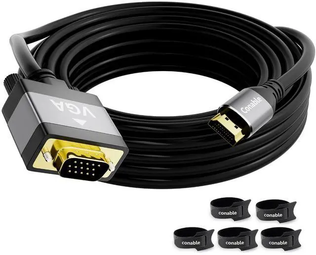 Main image of HDMI to VGA Cable 25 FT, Uni-Directional HDMI (Source) to VGA (Display) Cable, Black Male to Male Cord, Gold-plated Connectors, Aluminum Shells, for PC, Desktop, Laptop, Monitor, Projector, HDTV, Xbox