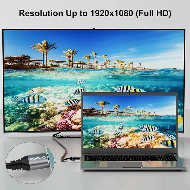 Alt view image 3 of 7 - HDMI to VGA Cable 25 FT, Uni-Directional HDMI (Source) to VGA (Display) Cable, Black Male to Male Cord, Gold-plated Connectors, Aluminum Shells, for PC, Desktop, Laptop, Monitor, Projector, HDTV, Xbox