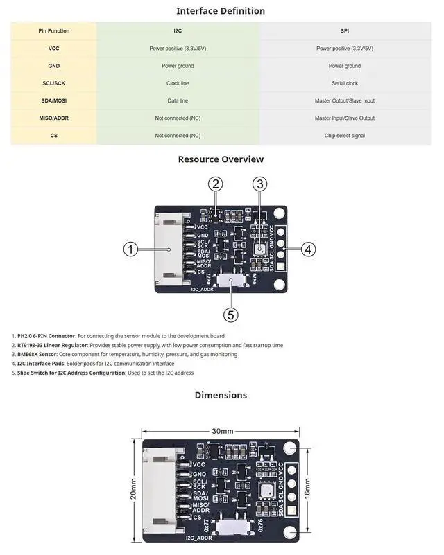 Alt view image 5 of 7 - BME680 Environmental Sensor, Supports Temperature, Humidity, Pressure, Gas Detection, I2C & SPI, Ideal for Raspberry Pi, Pico, Arduino, and ESP32 Projects