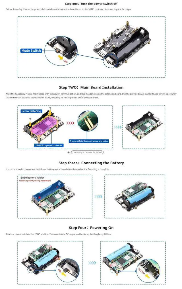 Alt view image 6 of 7 - Pi Zero UPS HUB HAT for Raspberry Pi Zero Series, 3-Port USB 2.0 Expansion Board with Power Backup, 18650 Ba-ttery Holder, Smart Charge & Discharge Management