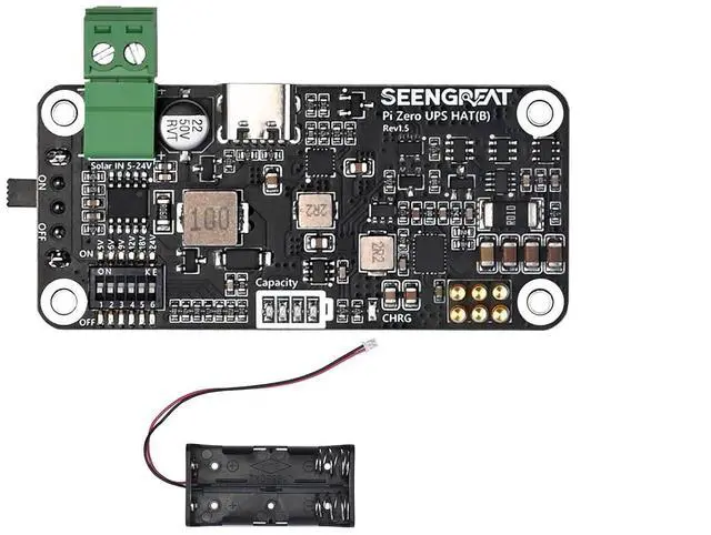 Main image of Uninterruptible Power Supply HAT for Raspberry Pi Zero Series, 5V Stable Output, Solar Charging (5V24V), Ba-ttery Monitoring via I2C, LED Indicators, Low-Power UPS Expansion Board