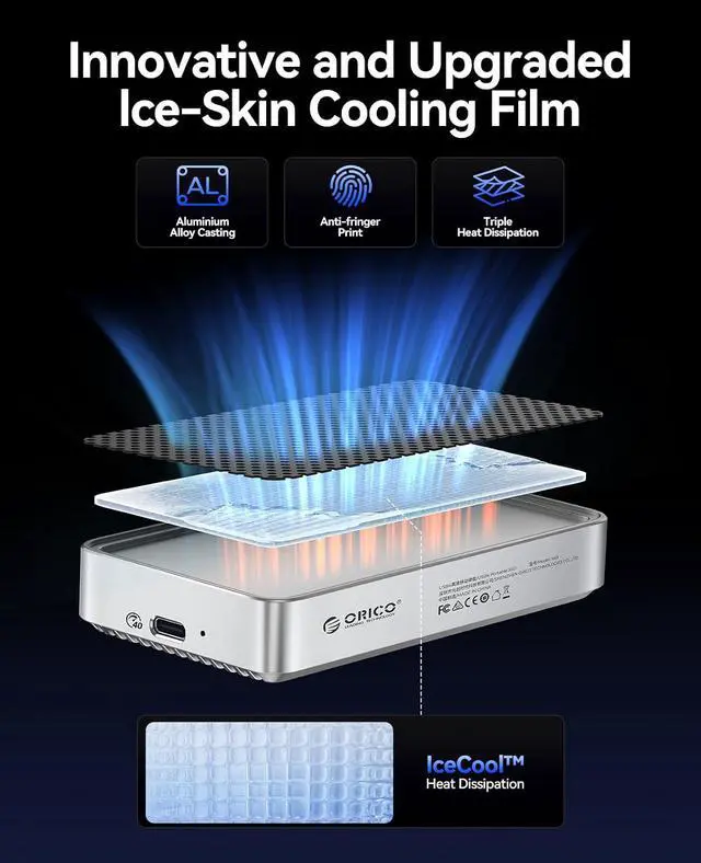 Alt view image 4 of 7 - X40 4TB USB4 Portable NVMe SSD (40Gbps), up to 3800MB/s | USB4.0, Compatible with Thunderbolt 3/4(40Gbps), USB-C (10Gbps), Fanless Aluminum Design, Ice Skin Heat Dissipation