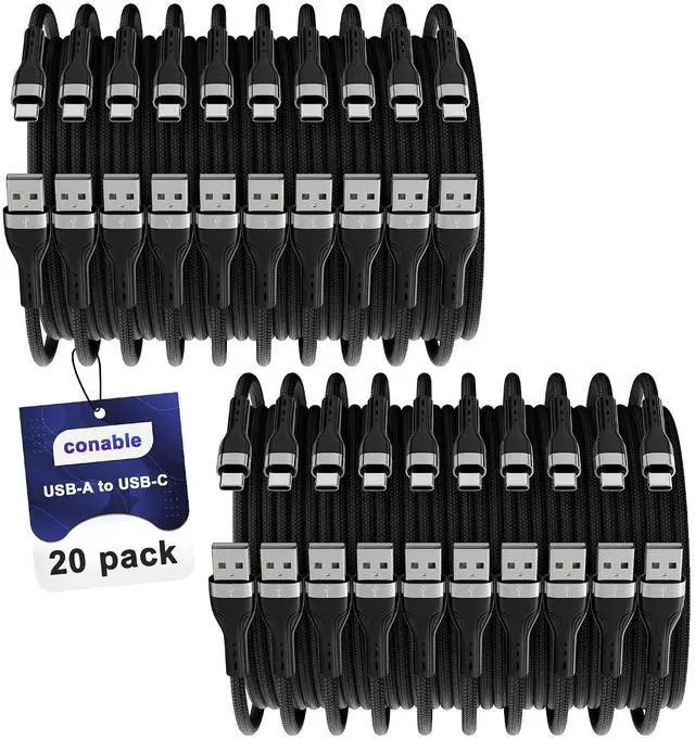 Main image of USB C Cable (1FT, 20-Pack), USB A to USB Cord Fast Charging Compatible with iPhone 17, iPhone Air, iPhone 17 Pro, iPhone 17 Pro Max, iPhone 16/15 Series, Galaxy S24, LG and Car Play and More