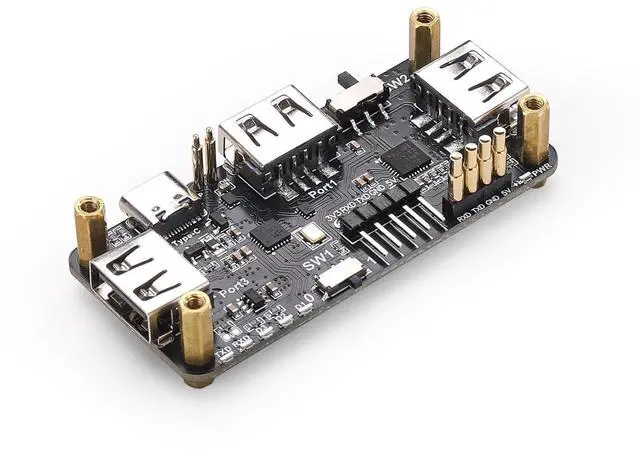 Main image of Pi USB HUB HAT for Raspberry Pi Zero, 3-Port-USB2.0 Expansion Board with USB-to-TTL, Compatible for Arduino/STM32, Type-C Dual Mode, Plug & Play GPIO Connection, TX/RX Indicators