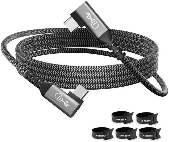 Main image of 10FT USB C Cable 90 Degree, USB C 3.1 Gen 2 Cable, 4K Monitor Video Output, 10Gbps High Speed Data Transfer, 100W Fast Charging, Compatible with iPhone 17, MacBook, Dell XPS, CarPlay, Portable Monitor