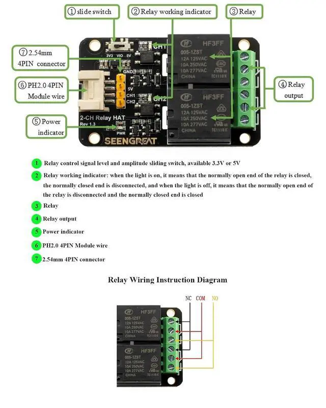 Alt view image 4 of 7 - 2 Channel Relay Module Relay Expansion Board for Raspberry Pi Zero/Zero W/Zero WH/2B/3B/3B+/4B STM32 Ardui.,Optocoupler Isolation 3.3V&5V