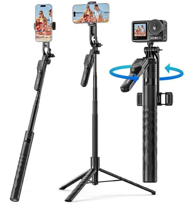 Main image of 69" Phone Tripod, Selfie Stick Tripod for iPhone with Wireless Remote Control, 360° Rotatable Phone Holder for Vlogging, Video Recording, Extendable Stand for Cell Phone Camera GoPro