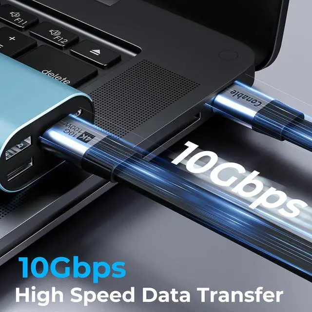 Alt view image 5 of 7 - Flat USB C Cable, USB 3.1 Gen 2 Cable 6FT, 10Gbps Data Transfer, 4K@60Hz Video Display, 100W PD Fast Charging, Thunderbolt 4/3 Compatible with iPhone 17/16/15 Series, MacBook, iPad, SSD, Docking, eGPU