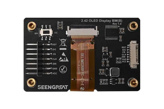 Alt view image 3 of 7 - 2.42inch OLED Display Module - 128x64 Resolution, SPI/I2C Communication, Compatible with Raspberry Pi, Arduino, SSD1309 Driver Chip (Blue)