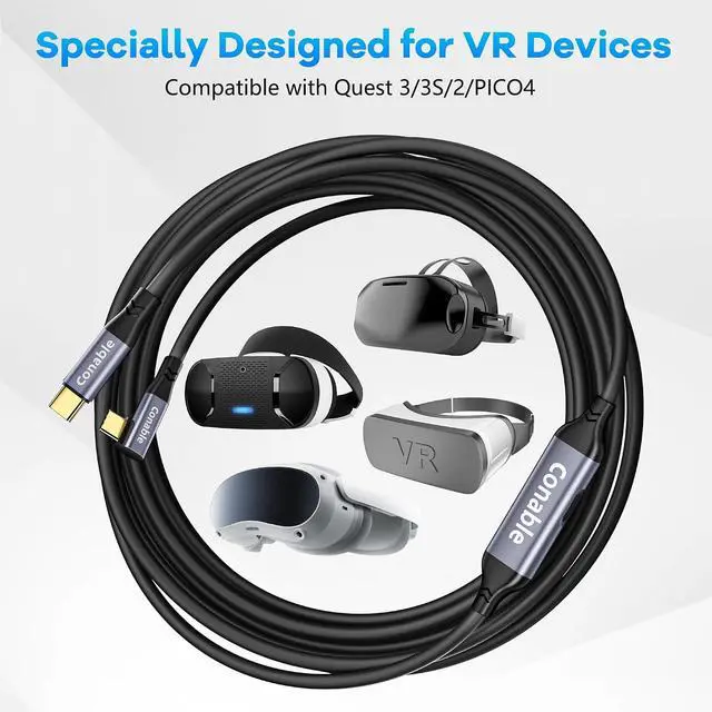 Alt view image 5 of 7 - Link Cable with 27W Charging Port 20FT, Compatible with Meta Quest 3S/Quest3/Quest2/Pro/Pico 4 Accessories, PC VR, Steam VR, USB 3.1 C to USB C 5Gbps Cable for VR Headset, Unidirectional USB C Cable