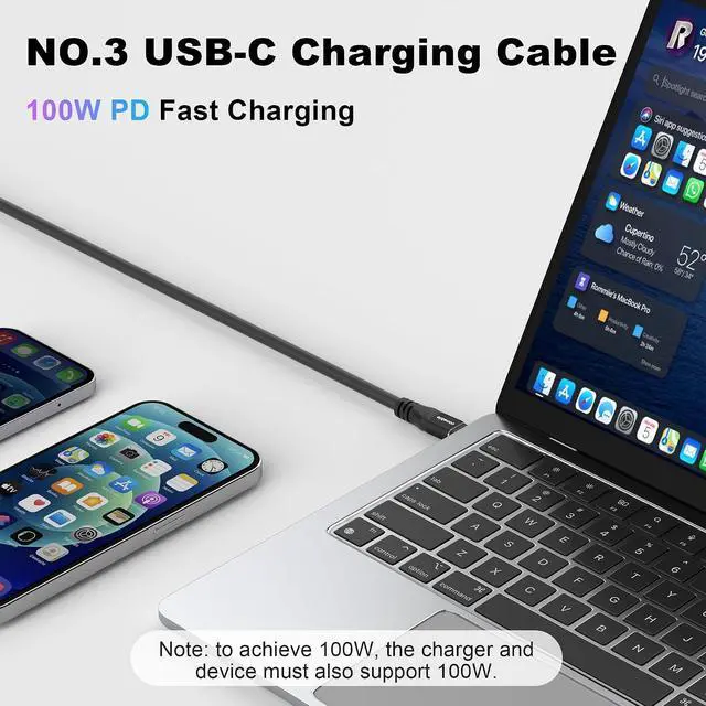 Alt view image 5 of 7 - USB C to Ethernet Cable 4FT, 2-in-1 USB C to RJ45 Adapter (1Gbsp Ethernet) & USB C Cable (10G/4K/100W), Thunderbolt 4/5 Compatible, Ideal for MacBook, iPad Pro, XPS, Surface Pro, Essential for Travel
