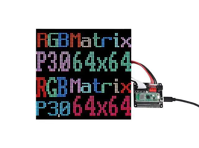 Alt view image 2 of 7 - RGB Full-Color LED Matrix Panel for Raspberry Pi/Arduino/ESP32 3mm Pitch 64×64 4096 Individual RGB LEDs Brightness Adjustable with Adapter for Directly Plug