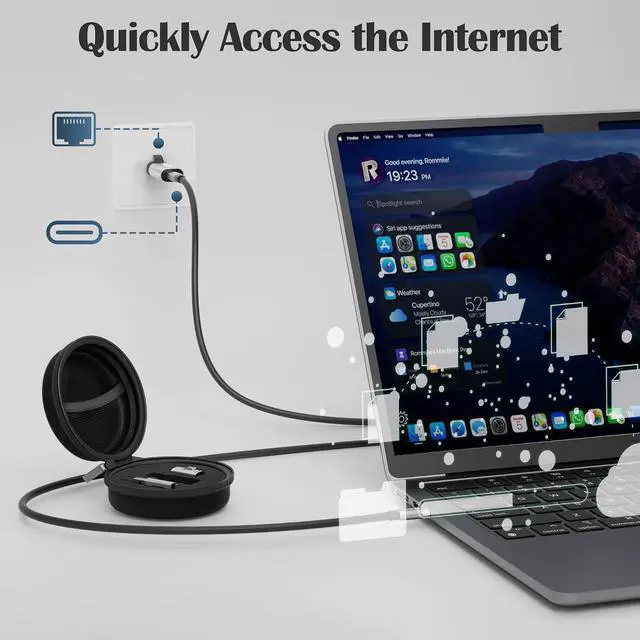 Alt view image 5 of 7 - USB Travel Adapter 6-in-1, for Internet/Data/Charging/Video, Includes: USB-C to RJ45 Adapter, Type-C 3.1 Cable, USB to USB-C Connector, USB4 Right Angle Converter, SIM Card Ejector Tool, Storage Box