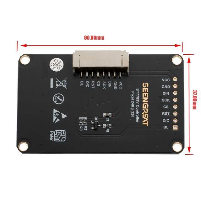 Alt view image 5 of 7 - 2" SPI LCD Display Module 240×320 Resolution, ST7789V Controller, IPS TFT Screen, Compatible with Arduino, Raspberry Pi, ESP32, STM32, 3.3V/5V Input, RGB Color Panel