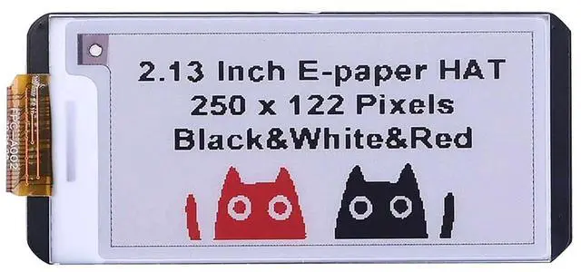 Main image of 2.13 Inch E-Ink Display HAT for Raspberry Pi/Jetson Nano/Arduino/STM32 Three Color Red White Black E-Paper Screen SPI Interface 250x122 Resolution
