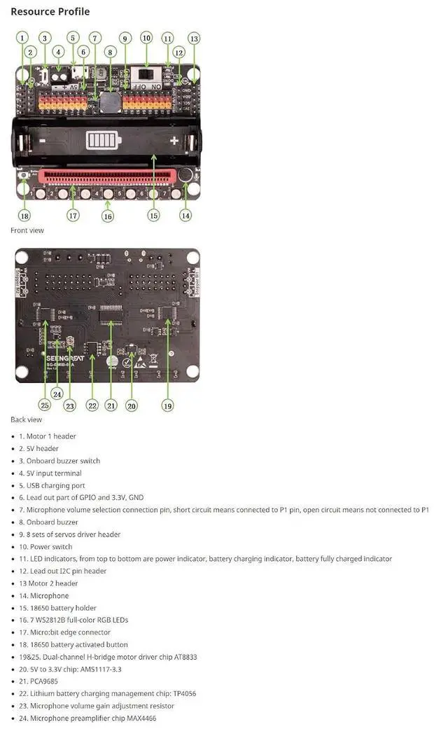 Alt view image 3 of 7 - Robotic Micro bit Expansion Board for Micro: bit Adopts PCA9685 Chip Integrating Multi-Channel Motor Servo Driver 7 Full-Color RGB LEDs Sound Volume Level Detection