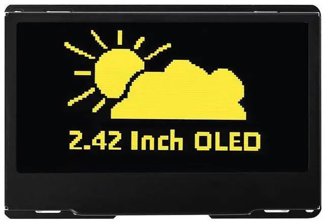 Main image of 2.42inch OLED Display Module - 128x64 Resolution, SPI/I2C Communication, Compatible with Raspberry Pi, Arduino, SSD1309 Driver Chip with Metal Case (Yellow)