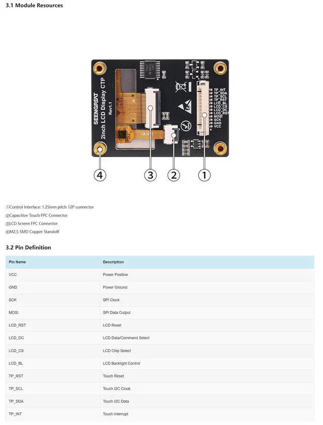 Alt view image 6 of 6 - 2inch IPS Capacitive Touch LCD Module, 240x320 ST7789P3 SPI Display with CST816D I2C Touch, TF Card Slot, 3.3V/5V for Raspberry Pi Pico Arduino ESP32
