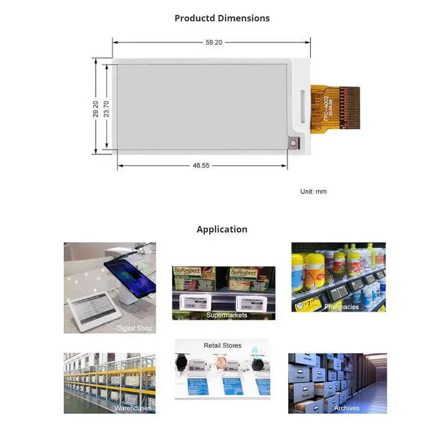 Alt view image 7 of 7 - 2.13-inch E-Ink Display Screen, 250x122 Resolution, SPI Interface, Ideal for Arduino/Raspberry Pi, Shelf Labels, Industrial Instruments, Digital Signboards
