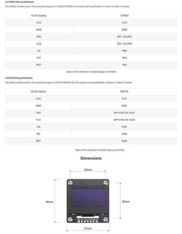 Alt view image 7 of 7 - 1.3 Inch OLED Display Module 128x64 SPI I2C SH1106 OLED Screen Compatible with Raspberry Pi for Arduino STM32 ESP32, 3.3V/5V MCU, Black White OLED Development Board