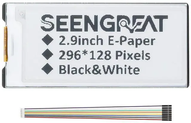 Main image of 2.9inch E-Ink Display Module HAT, 296x128 Resolution, SPI Interface, Fits Raspberry Pi/Arduino/STM32, Low Power Consumption, Open-Source Demo Codes Included,Supports Partial Refresh