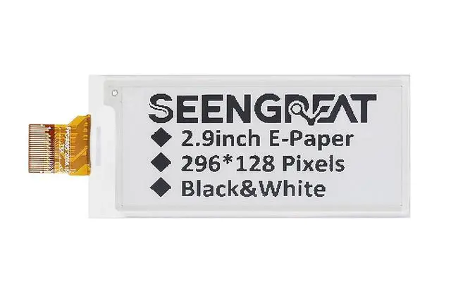 Alt view image 3 of 7 - 2.9-Inch E-Paper Display Monochrome Raw E-Ink Screen Fits Raspberry Pi, Compatible with Arduino, Low Power Shelf Labels, Industrial Instruments, Digital Signage, and Electronic Price Tags