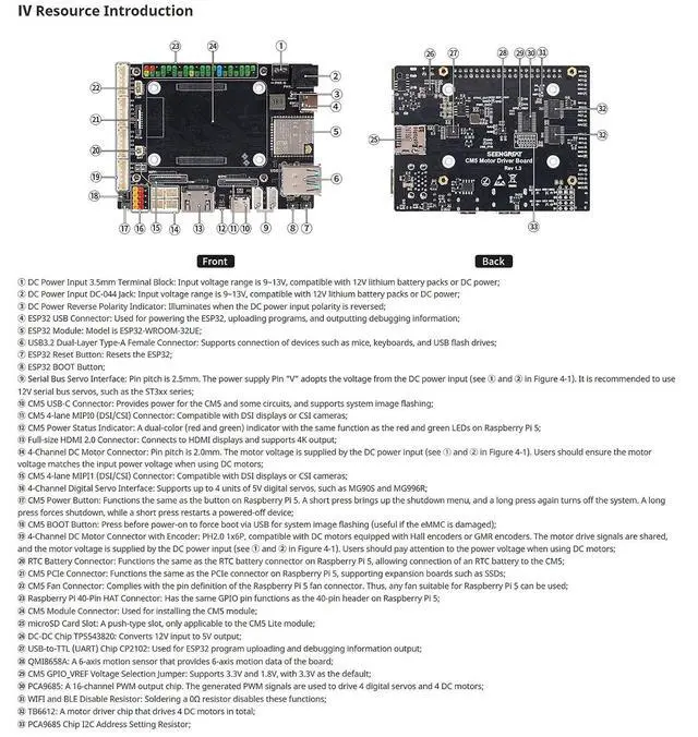 Alt view image 6 of 7 - CM5 Motor Driver Board, High-Performance Robot Controller & Embedded Vision Control, 4× DC Motor & 4× Servo Outputs, Bus Servo, 4K HDMI, Dual MIPI, PCIe, 40-Pin GPIO for Raspberry Pi CM5 Module