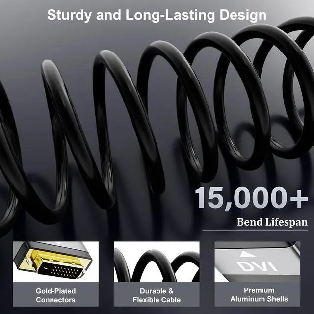 Alt view image 4 of 7 - HDMI to DVI Cable 20FT, Bi-Directional DVI to HDMI Male to Male Cord, HDMI A to DVI-D Adapter, Gold-plated Connectors, Aluminum Shells, 1080P, for Computer, Monitor, Projector, Raspberry Pi, Xbox, PS3