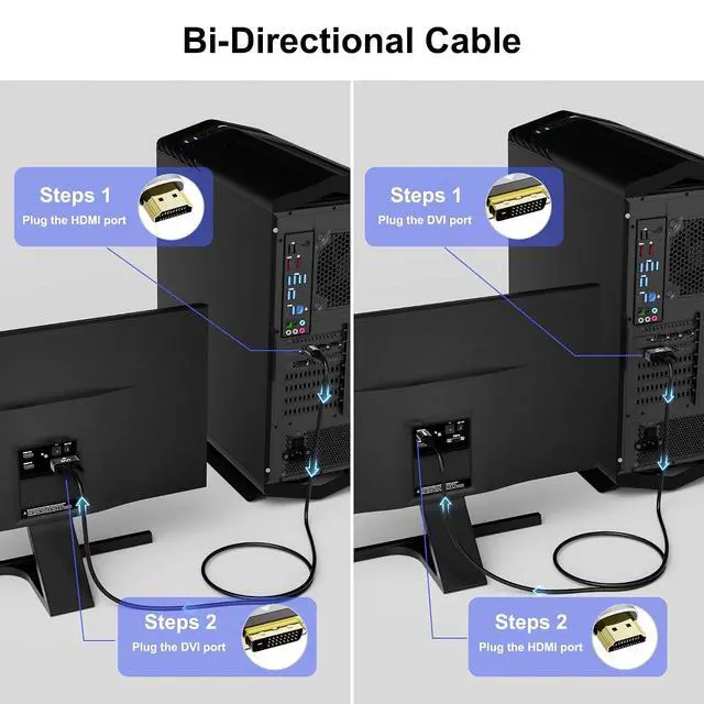 Alt view image 3 of 7 - HDMI to DVI Cable 20FT, Bi-Directional DVI to HDMI Male to Male Cord, HDMI A to DVI-D Adapter, Gold-plated Connectors, Aluminum Shells, 1080P, for Computer, Monitor, Projector, Raspberry Pi, Xbox, PS3
