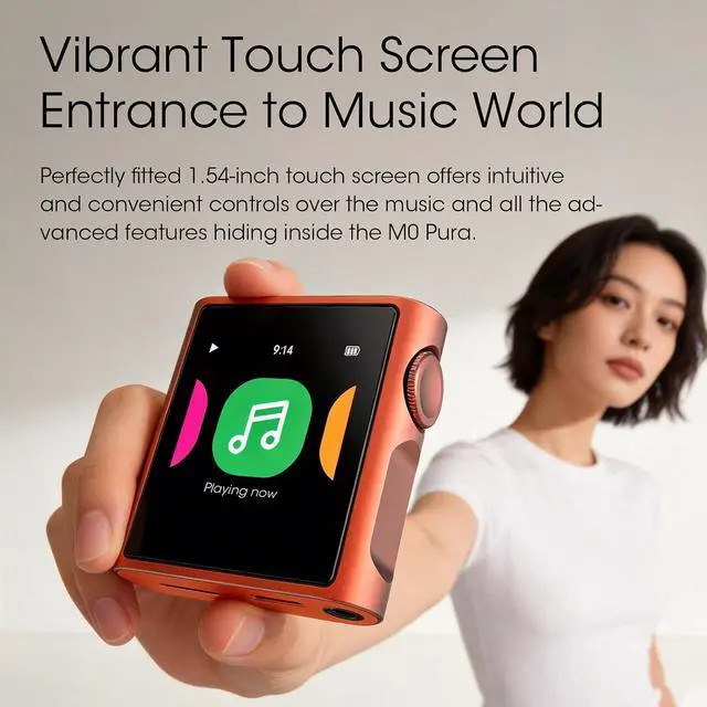 Alt view image 6 of 7 - M0 Pura HiFi Music Player Portable Hi-Res Lossless MP3 Music Player, Dual CS43131 DAC,Bluetooth 5.0,APP Control,LDAC/SBC/AAC,3.5mm/Type-C Jack, 250mW@32, Supports up to 2TB SD Card, Orange