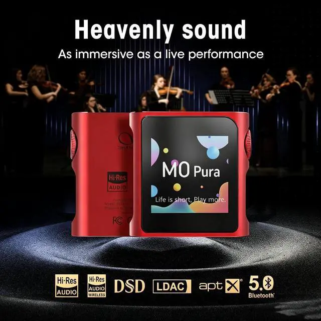 Alt view image 3 of 7 - Hi-Res Portable MP3 Player, M0 Pro Bluetooth Music Player, Support USB Type-C 3.5mm Jack, 1.54" HD Touch Screen, 8-Hour Long Lasting Battery, Compact Digital Audio Player, Red