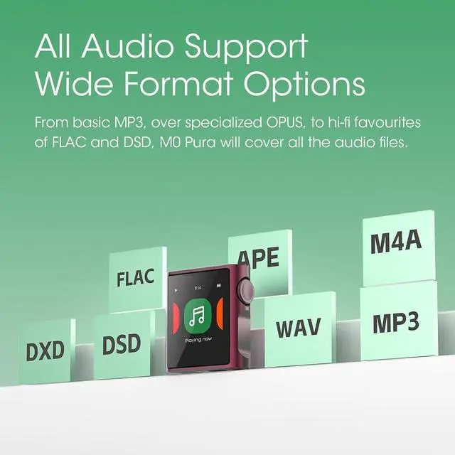 Alt view image 6 of 7 - M0 Pura Hi-Res MP3 Music Player with Bluetooth 5.0,Portable Digital Audio Player DAP Player, 2X CS43131 DAC,APP Control,LDAC/SBC/AAC,3.5mm/Type-C Jack,384kHz /32bit,250mW@32,MTouch OS, Black