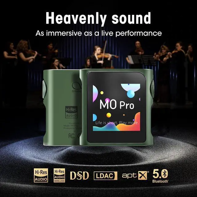 Alt view image 3 of 7 - M0 Pro MP3 Player with BluetoothHi-Res Portable Music PlayerDigital Audio Player 1.54 HD Touch Screen up to 10 Hour Battery Bluetooth and USB Type-C dongle 3.5mm Jacks