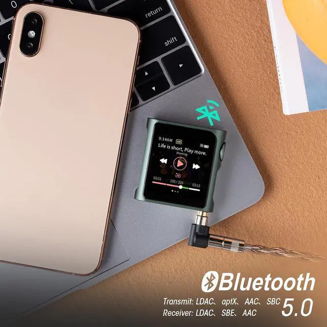 Alt view image 6 of 7 - M0 Pro MP3 Player with BluetoothHi-Res Portable Music PlayerDigital Audio Player 1.54 HD Touch Screen up to 10 Hour Battery Bluetooth and USB Type-C dongle 3.5mm Jacks