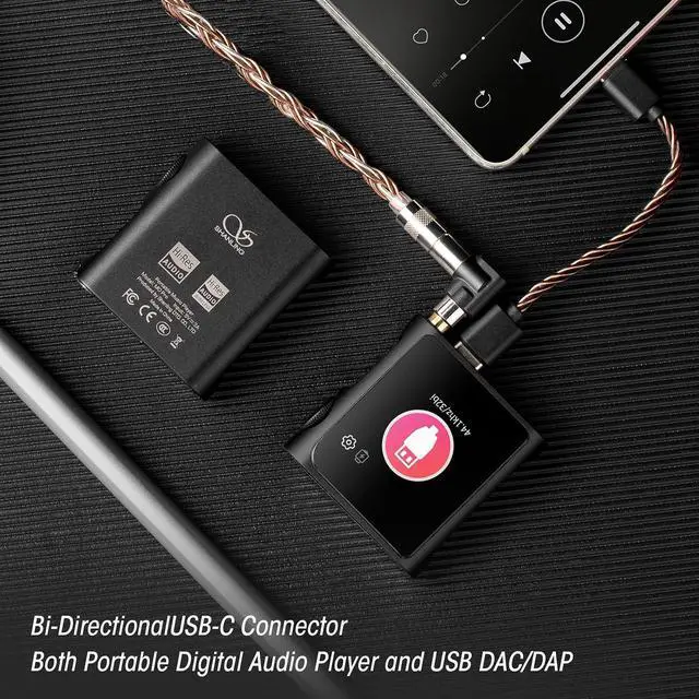 Alt view image 6 of 7 - M0 Pro MP3 Player 2in1 Headphone DAC Amp Bluetooth App Control, 1.7 * 1.7inch Mini Digital Audio Player HD Touch Screen, Support to 2TB, USB Type-C 3.5mm Jacks,Volume Konb