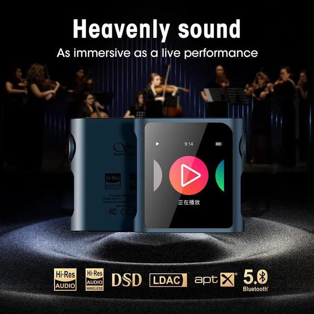 Alt view image 2 of 7 - M0 Pro 1.7 * 1.7inch Mini MP3 Player with BluetoothPremium DAC forfor Phones Tablets pc etc, Digital Audio Player HD Touch Screen, Support to 2TB, USB Type-C 3.5mm Jacks,Volume KonbBlue