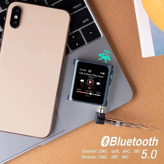 Alt view image 5 of 7 - M0 Pro 1.7 * 1.7inch Mini MP3 Player with BluetoothPremium DAC forfor Phones Tablets pc etc, Digital Audio Player HD Touch Screen, Support to 2TB, USB Type-C 3.5mm Jacks,Volume KonbBlue