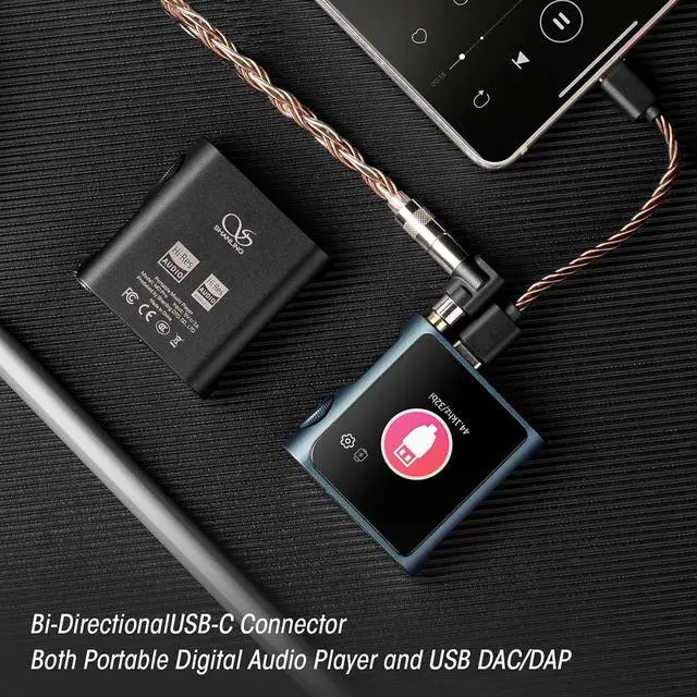 Alt view image 4 of 7 - M0 Pro 1.7 * 1.7inch Mini MP3 Player with BluetoothPremium DAC forfor Phones Tablets pc etc, Digital Audio Player HD Touch Screen, Support to 2TB, USB Type-C 3.5mm Jacks,Volume KonbBlue