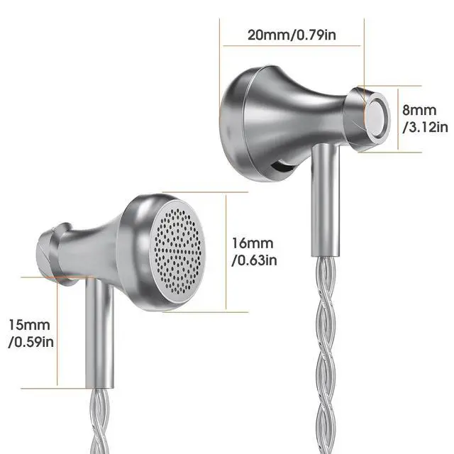 Alt view image 2 of 7 - Wired Earbuds in-Ear Headphones: Swappable 3.5 4.4mm Plug HiFi Stereo Dynamic Driver Silver Plated Cable Audiophile Music Gaming Monitoring (S3)